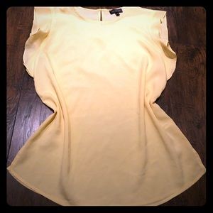 Yellow Ruffle Sleeve Crepe Top